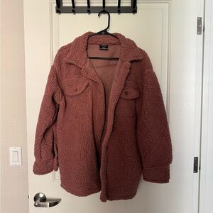 32 Degrees Brown Teddy Jacket Plush Oversized Design
